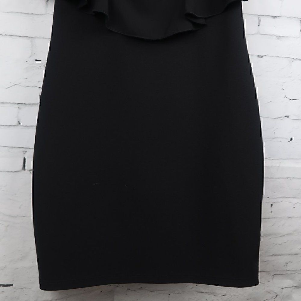 ZARA BLACK RUFFLE NECK SLEEVELESS BODYCON MIDI DRESS SIZE SMALL NWT - Picture 10 of 11